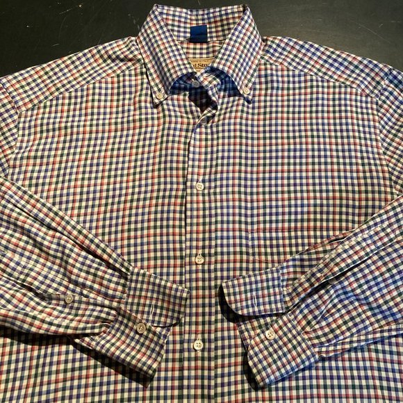 Paul Stuart Mens Long Sleeve Button Down Shirt Multicolor M Italy Checks Cotton - Picture 2 of 5